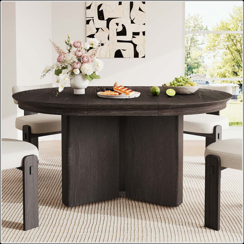 Oval Extendable Farmhouse Dining Table with Pedestal Base