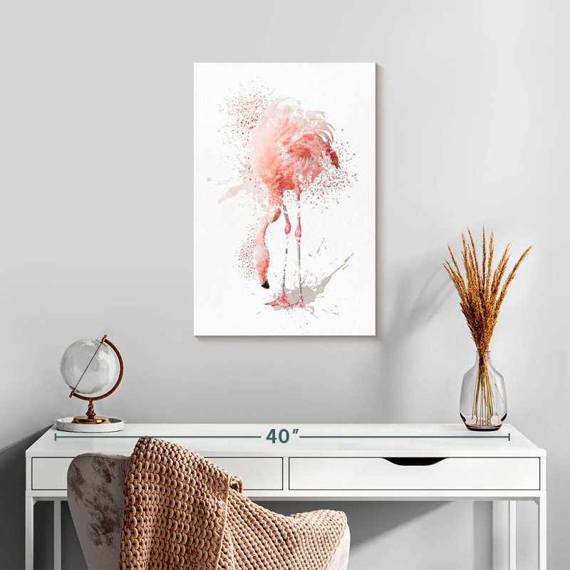 Brampt accroupi à l'aquarelle Flamingo, H 24 po x l 16 po