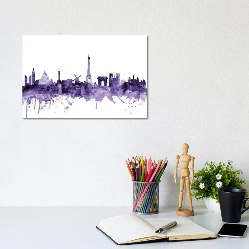 Paris, France Skyline by Michael Tompsett - 1 Piece Wrapped Canvas Wall Art, 20.32 cm H x 30.48 cm W
