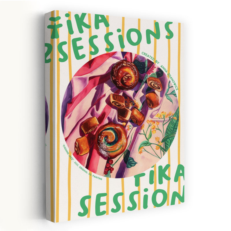 Art mural contemporain Cozy Fika Pastries, H 36 po x l 24 po