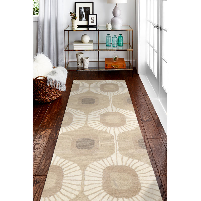Tapis en laine touffeté à motif abstrait Hemmer, Tapis de couloir 2 pi 6 po x 8 pi