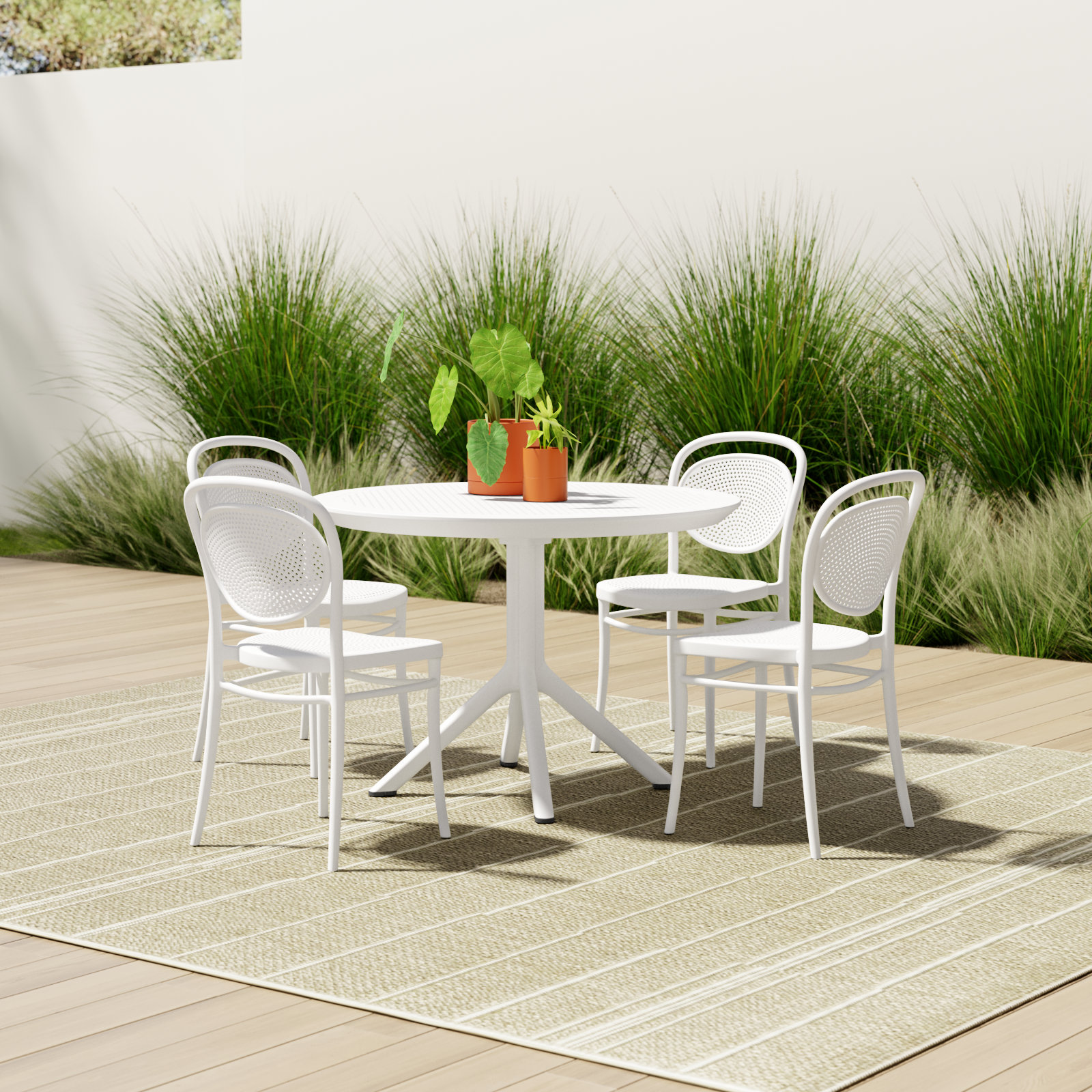 Farrah 41" Patio Dining Set, White