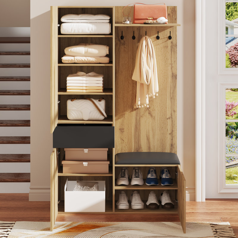 Hall Tree 100cm Wide with Bench and Shoe Storage