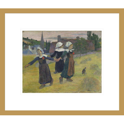 «Brittany Girls Dancing Pont-Aven» par Paul Gauguin - Estampe numérique encadrée