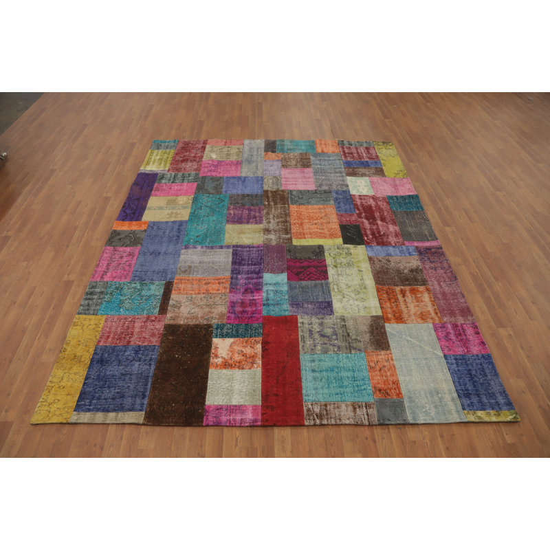 Distressed Geometric Patchwork Area Rug 8x10