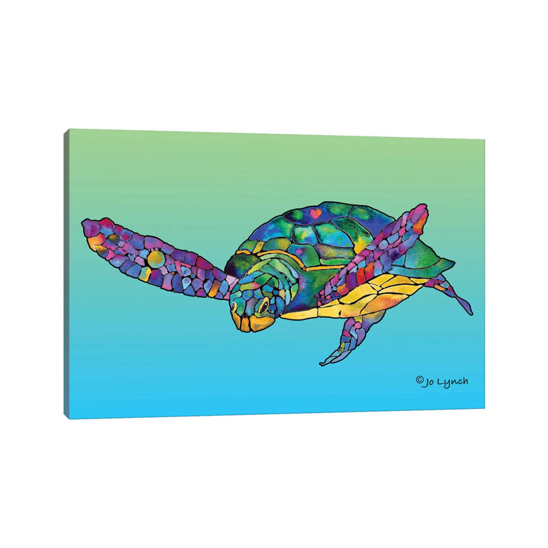 Sea Turtle Celebration by Jo Lynch - Wrapped Canvas Gallery-Wrapped Canvas Giclée, 20.32cm H x 30.48cm W