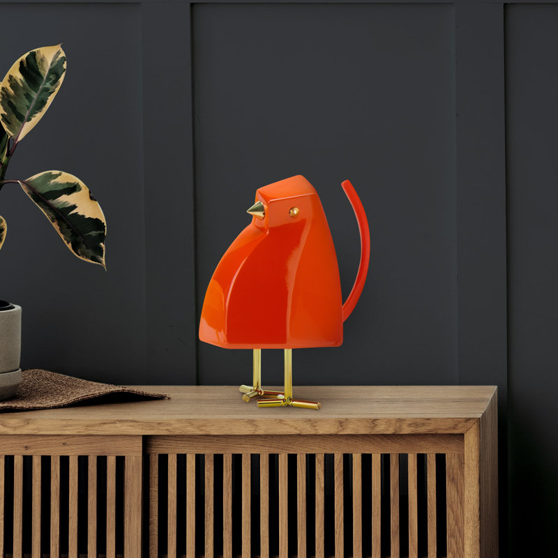 Bird Orange Large Resin Sculpture