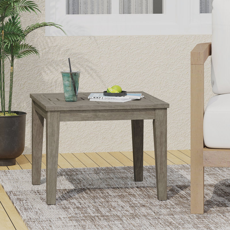 Table d'appoint d'extérieur en bois d'acacia, Gris