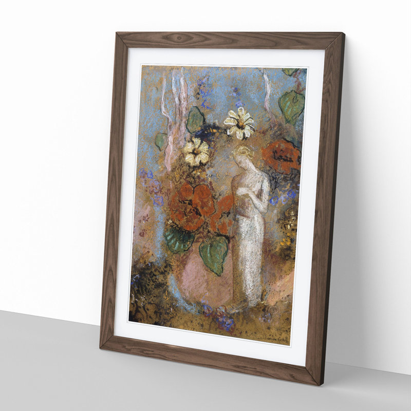 Pandora Vol.3 by Odilon Redon - Picture Frame Painting, 36cm H x 27cm W x 2cm D, Walnut Framed