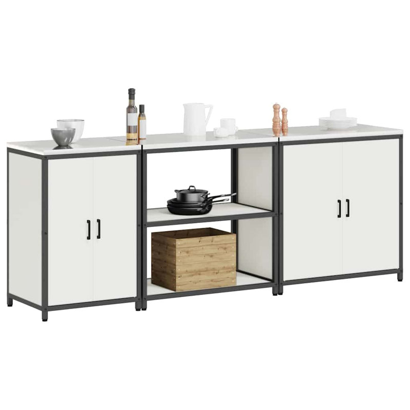 Storage Kitchen Cabinet Set, White