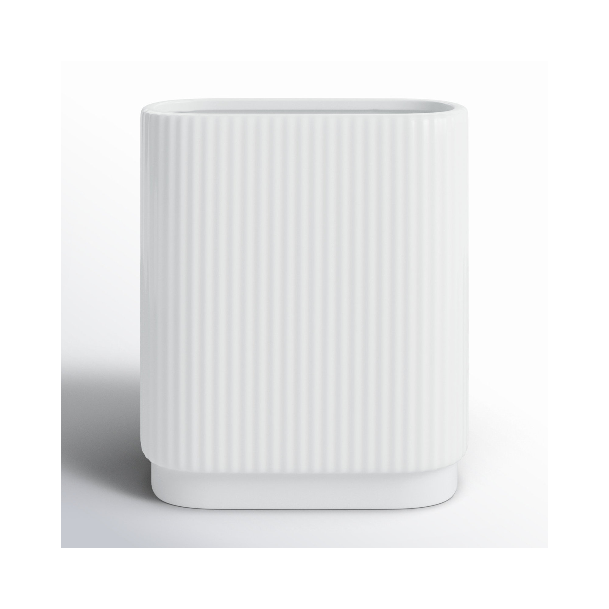 Ceramic Vase - Elegant Centerpiece, Perfect for Modern Living Spaces, 8" H x 7" W x 3" D, White