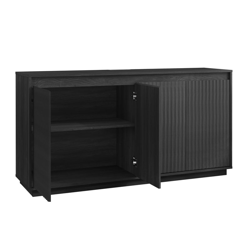 Buffet en bois avec prise de courant, Noir