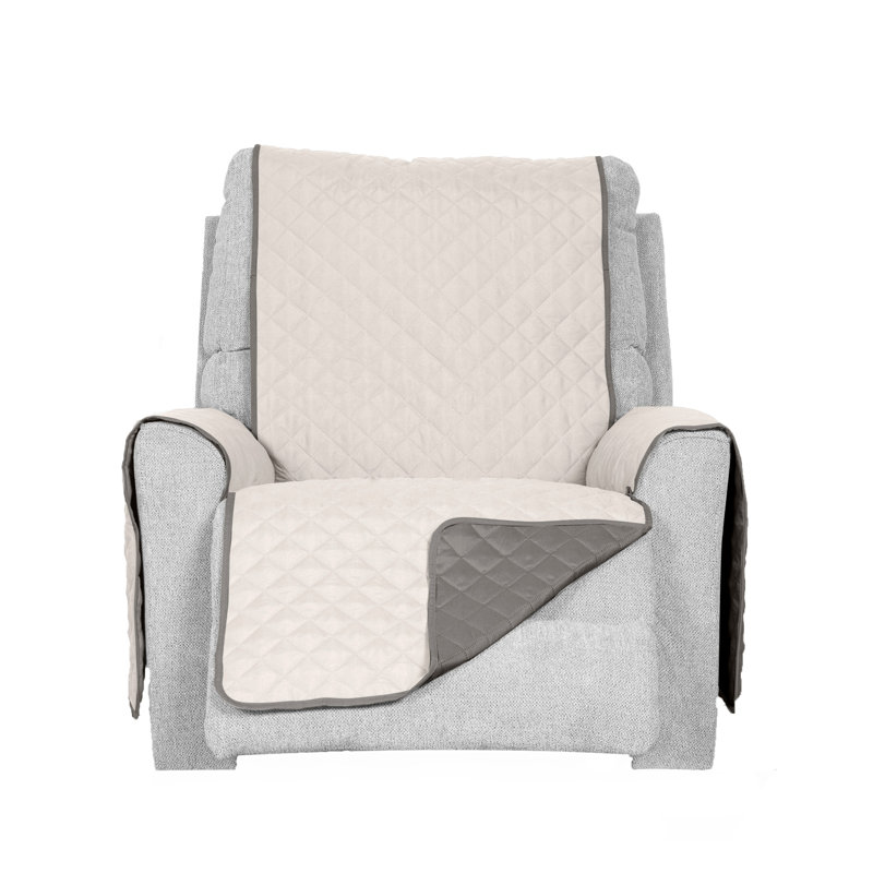 Gray and Mist Quilted Reversible Recliner Chair Cover