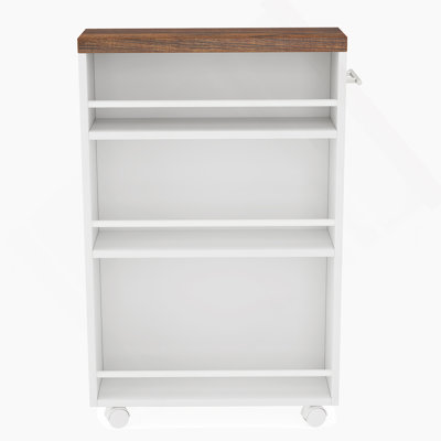 20" Slim Storage Cart – 4-Tier Narrow Rolling Kitchen Utility Cart With Wheels & Handle, Skinny Laundry Room Organizer, Slide Out Pantry Shelf For Small Spaces, Bathroom – Brown & White Finish