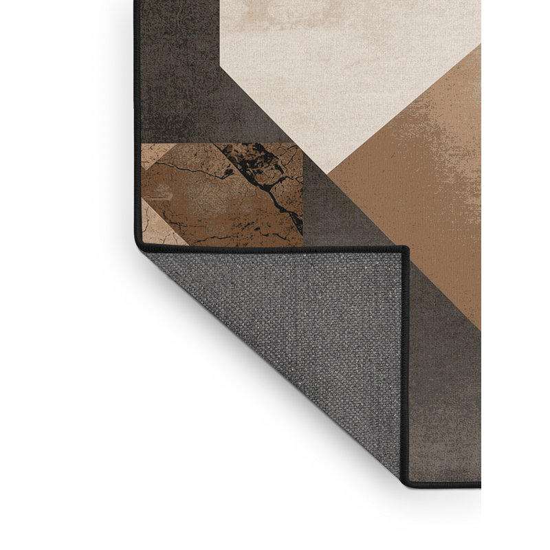 Tapis brun moelleux et moelleux à motif géométrique moderne Ealey, 2 pi x 3 pi