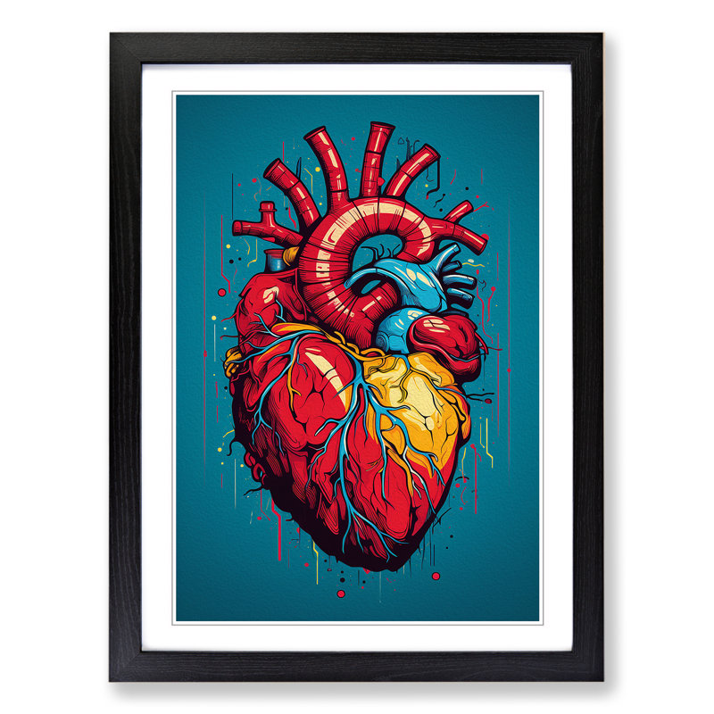 Anatomical Heart Pop Art - Framed Print, Black Framed, 46cm H x 34cm W