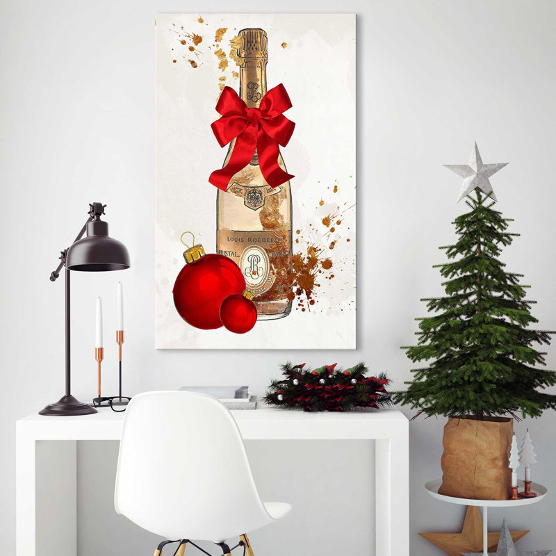 Pop Fizz Clink Gold Christmas (Vertical) par By Jodi - impression, Toile tendue, H 40 po x l 24 po x P 1,5 po
