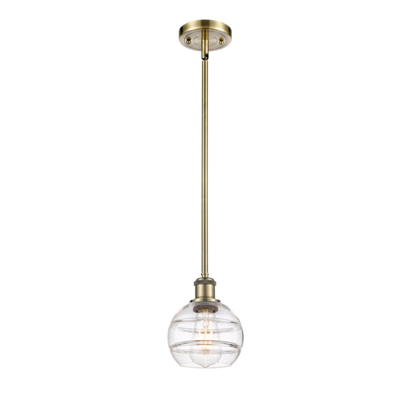 Luminaire suspendu avec tige 1 lumière Ballston Bienes-516-G556, H 7,88 po x l 5,88 po x P 5,88 po, Transparent