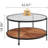 Round Coffee Table with Glass Top, 2-Tier Reversible Shelf Design and Metal Frame-2084753224