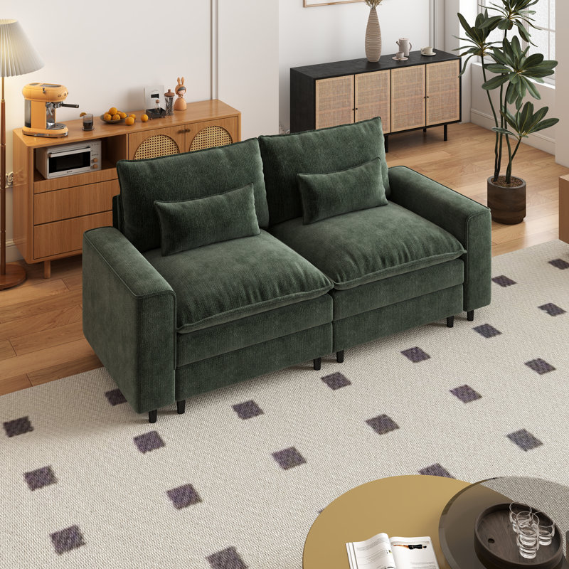 Canapé-causeuse moderne en chenille 85,43 po de largeur, Vert