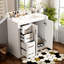 Armoire de salle de bain 36 po avec lavabo en céramique, structure en bois massif, charnières, 3 tiroirs, rangement spacieux, motif rainuré unique, poignée en métal exquise, glissière à tiroir lisse pour portes de meuble-lavabo de 36 po, rangement