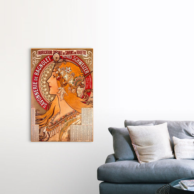 «Savonnerie de Bagnolet», affiche rétro, par Alphonse Mucha, par Alphonse Mucha, reproduction sur toile flottante