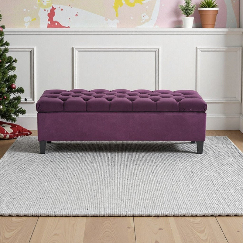 Banc de rangement avec repose-pieds 51 po, Mauve
