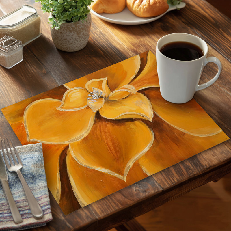 Orange Flower Closeup Placemat | Floral Home Decor | Polyester