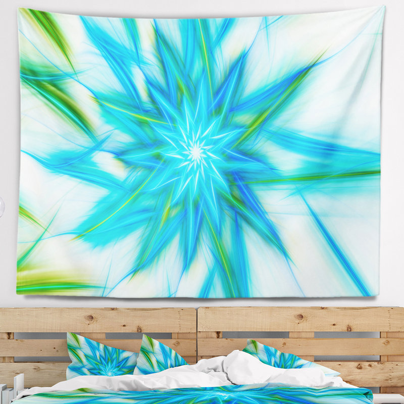 Tapisserie à étoile brillante bleue abstraite, H 50 po x l 60 po