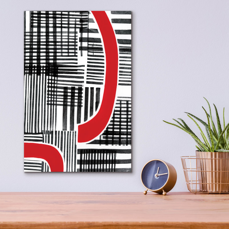  «Red Interrupted I» par Regina Moore, art mural en verre acrylique, 12 po x 16 po, H 16 po x l 12 po x P 0,13 po