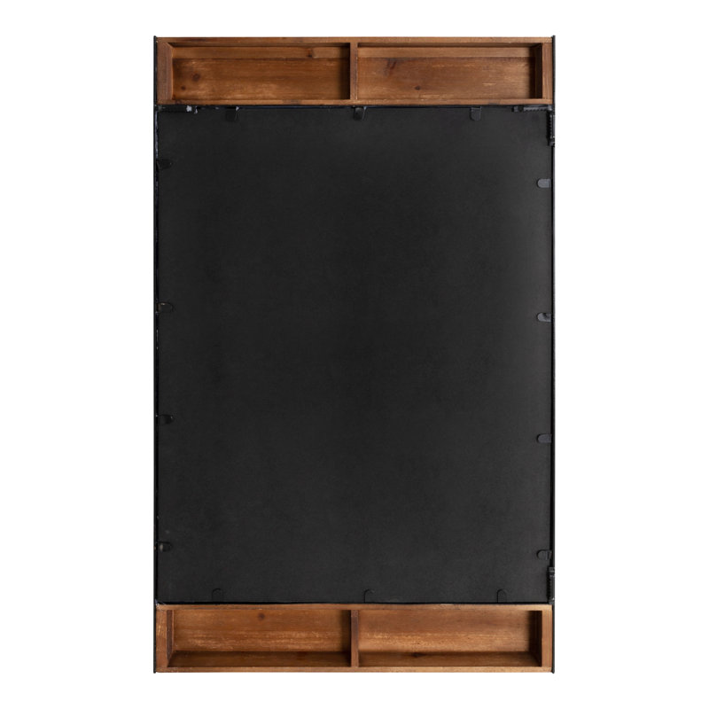 Rustic Brown and Black Rectangular Wood Wall Mirror