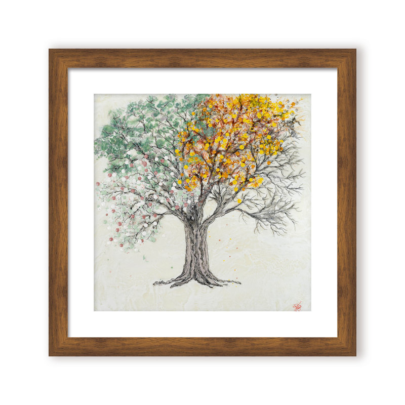Nature Inspired "Changing Seasons" Canvas Wall Art By , 20" H x 20" W, Framed Matted Print, Black