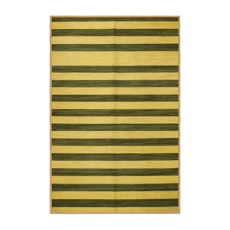 Tapis brun à rayures horizontales lavable à la machine, Rectangle 5 pi x 7 pi