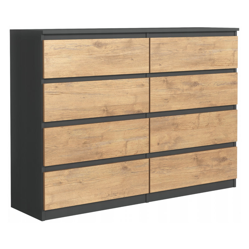 Helen 120cm W 8 - Drawer Chest of Drawers, Anthracite/Lancelot oak
