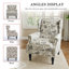 Fauteuil à oreilles tapissier à motif floral beige Duward Plants-1096387151