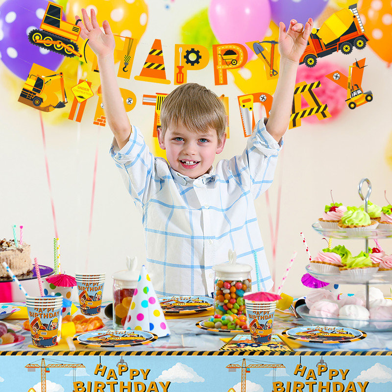 Construction Party Supplies,66 Pcs Construction Party Tableware Set