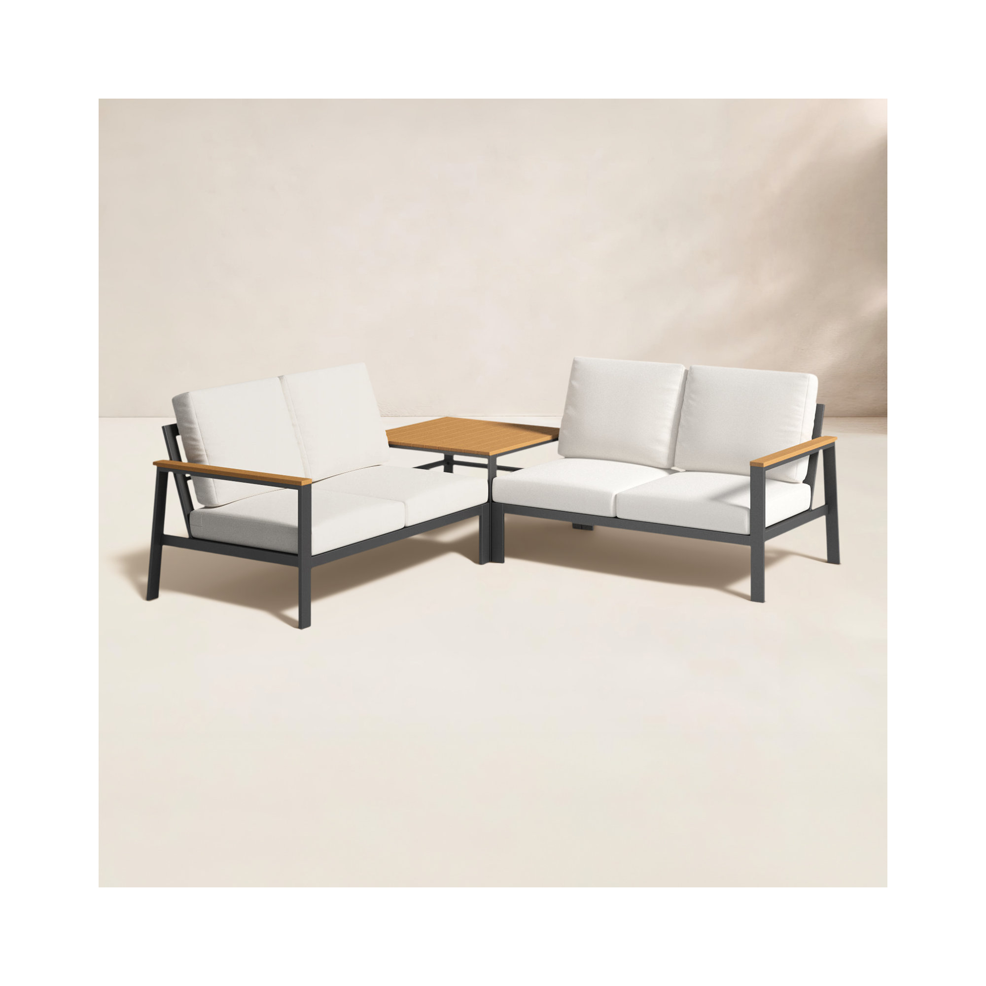 3 Piece Sectional Seating Group with Sunbrella Cushions, Canvas White Sunbrella® Canvas