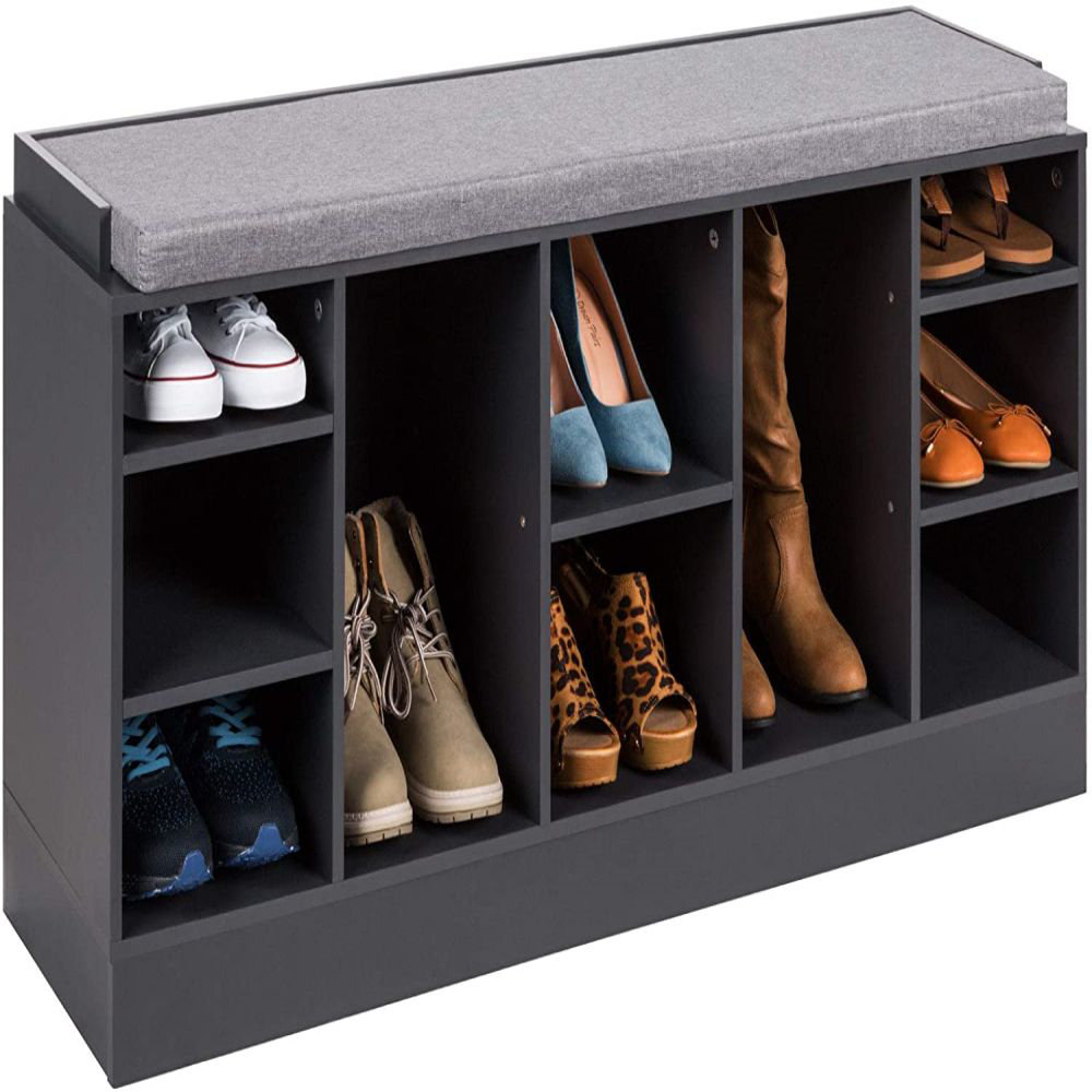 Gracie Oaks 47''L 2-Tier Shoe Bench, Modern Farmhouse Shoes Rack Storage  Organizer, Shoe Bench with Door