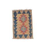 Tapis de zone one-of-kind à la main brun/bleu/rouge 1 pi 11 po x 2 pi 9 po noué la