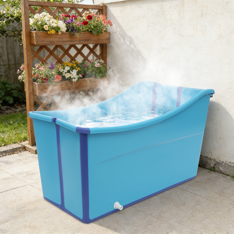 Foldable Bathtub, 22.44" H x 38.19" W x 18.5" D, Blue
