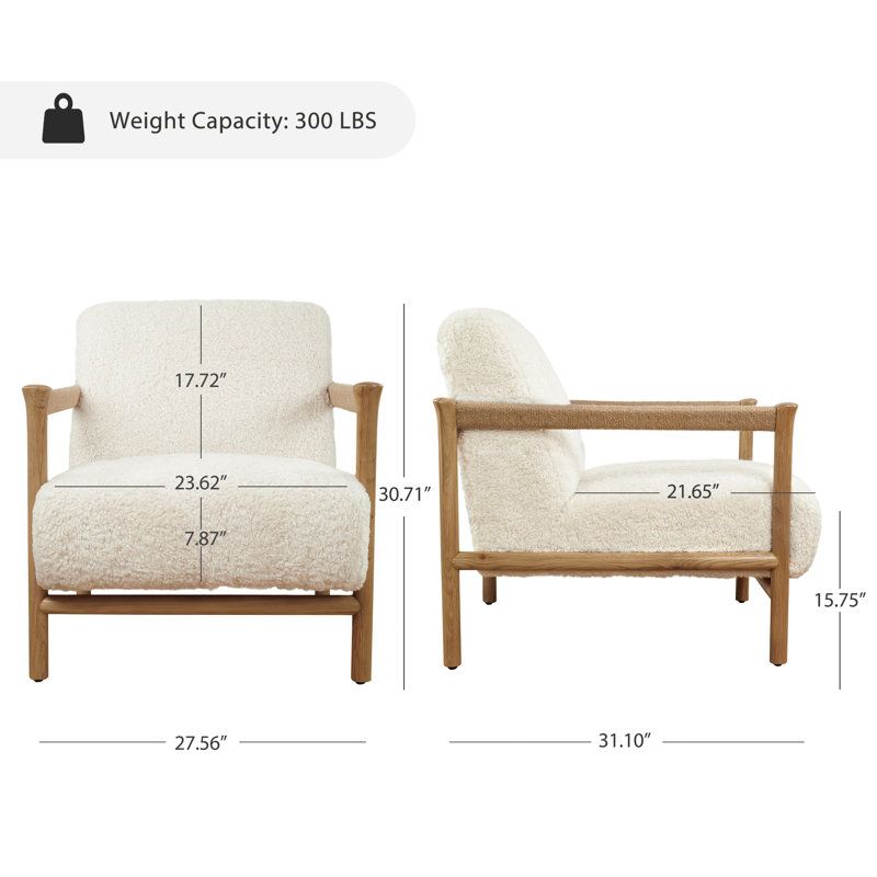 Friesen 27.56'' W Upholstered Accent Armchair With Solid Ash Frame, beige faux fur