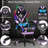 Ergonomic  LED Gaming Chair with Massage Lumbar Pillow-106895577
