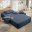 Luxueuse chaise longue en velours côtelé moelleux avec 3 coussins, canapé-lit convertible avec poche de rangement, conception sans cadre et mousse à compression pour les petits espaces, salon, appartement, bleu-2045143854