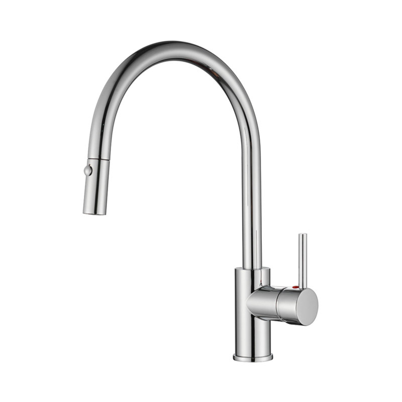 Robinet de cuisine à poignée simple rétractable, Chrome