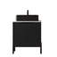 Meuble-lavabo autoportant 24 po avec 2 portes, lavabo en céramique noir et comptoir blanc Carrara 24 po