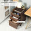 Rangement sous le bureau, armoire à 3 tiroirs, grain de bois brun, bureau pratique à roulettes, extérieur grain, rangement maximal