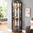 Living Room Curio Furniture - Dark Cherry, Glass Doors, Adjustable Shelves, Lighted Display Case For Toppling Device,-1557378910