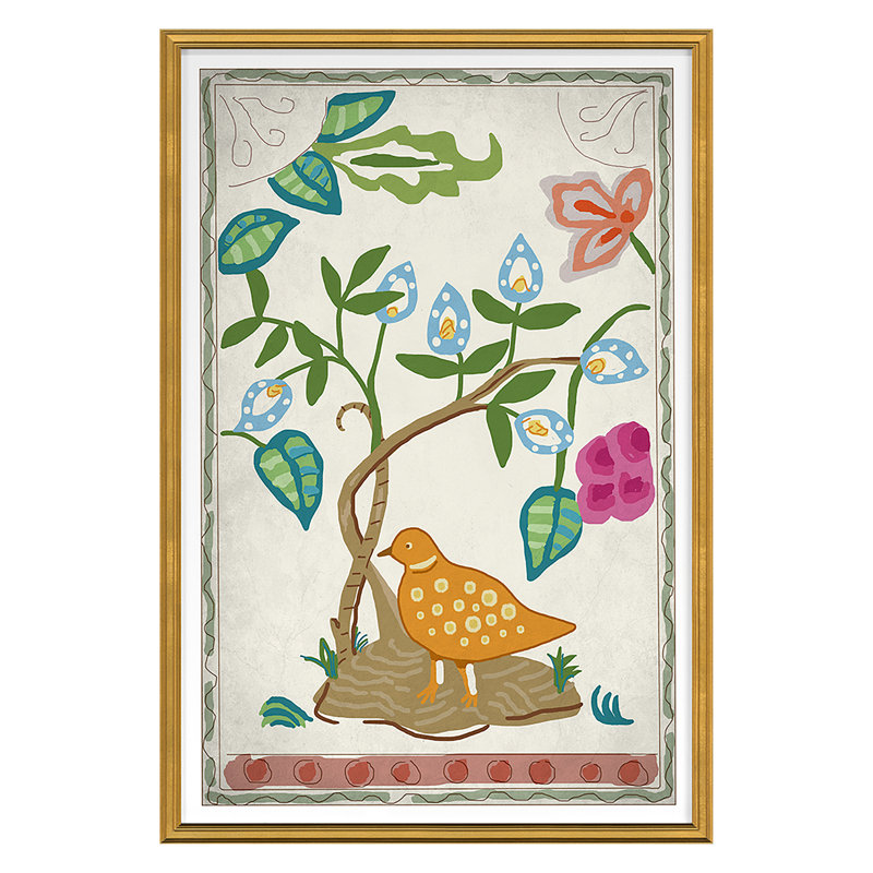 Partridge Print by Dana Gibson, Gold, 28" H x 19" W x 1" D
