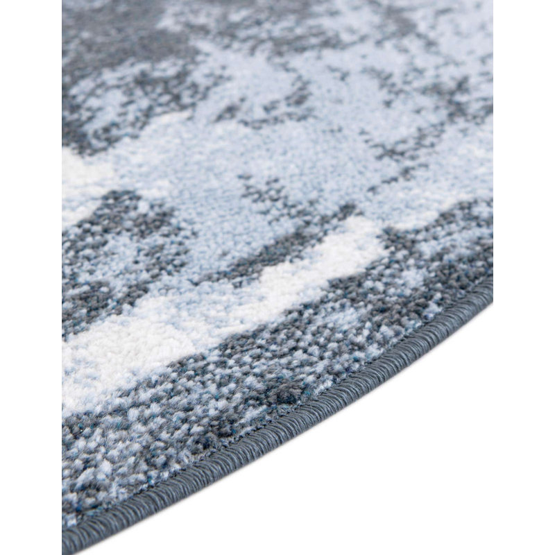 Tapis tribal Eudora bleu marine, Rond 5 pi 3 po