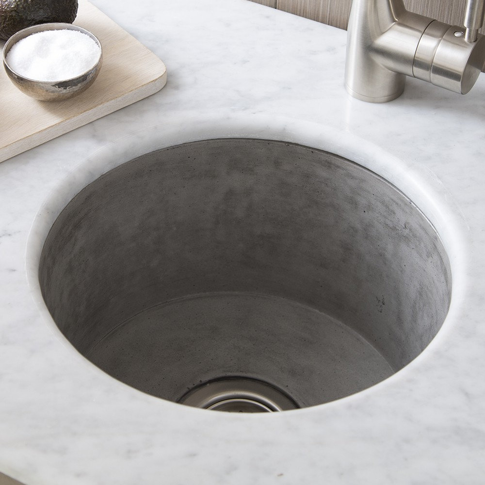 NativeStone Olivos 16" Round Bar Sink, Ash